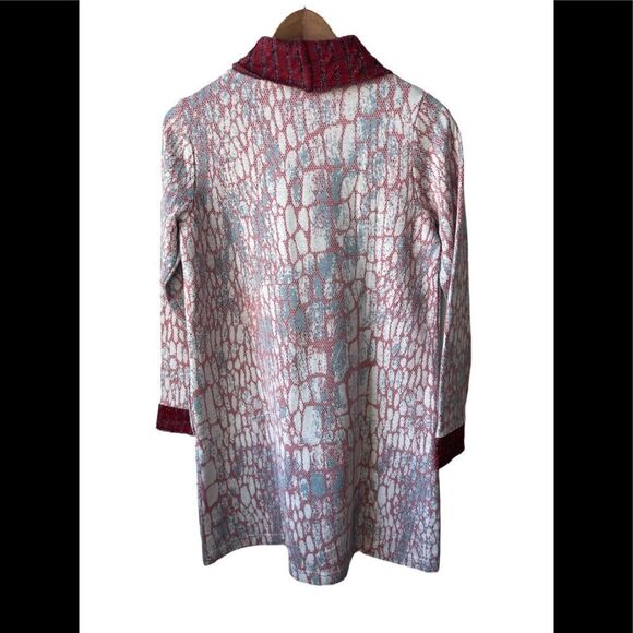maeve Anthropologie Red Blue Mock/turtle neck Long Sleeve sweater Dress - Picture 3 of 11